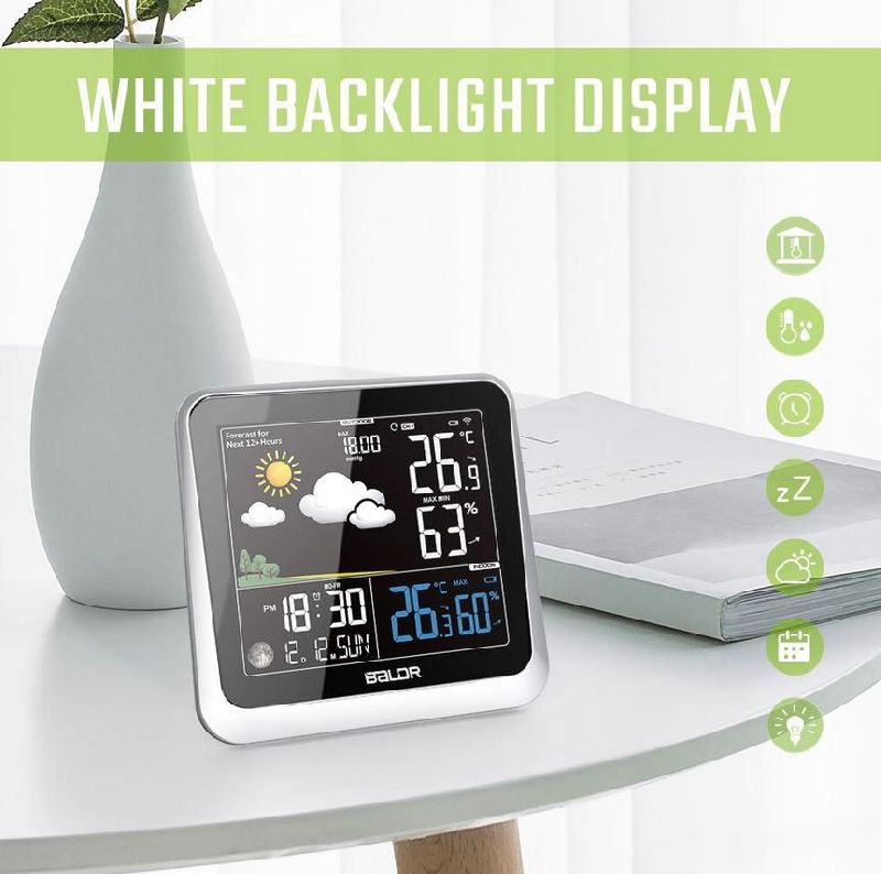 Weather Station BALDR/ External Sensor Range 80m/Colour Display/ Weather Forecast