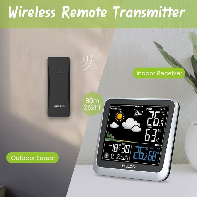 Weather Station BALDR/ External Sensor Range 80m/Colour Display/ Weather Forecast