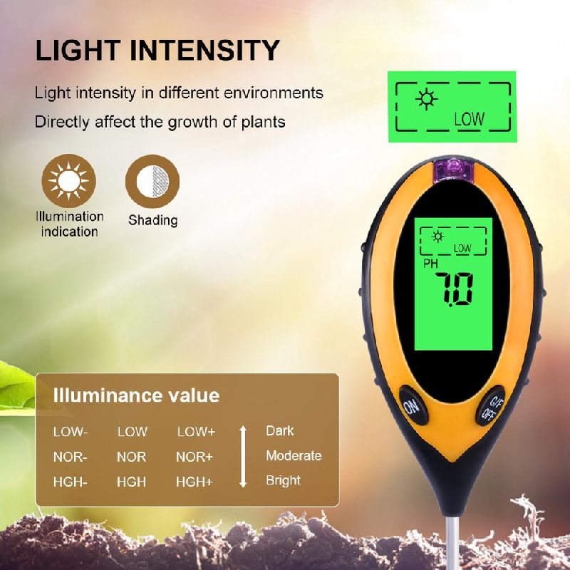 Digital 4 in 1 Soil Tester – humidity/ temperature/light / PH
