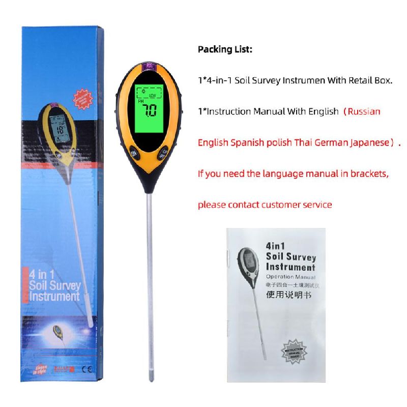 Digital 4 in 1 Soil Tester – humidity/ temperature/light / PH