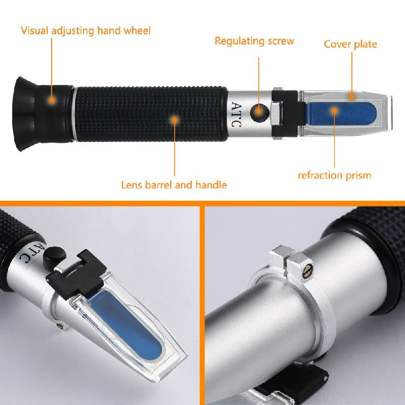 Refractometer for Sugar and Beer / 0%-32% Brix / Automatic Temperature Compensation 10°C to 30°C / No Batteries Required