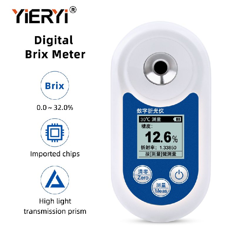 Digital Brix Refractometer / 0% to 32% Brix / Automatic Temperature Compensation 10°C to 40°C / IP65 Protection / LCD Digital Display