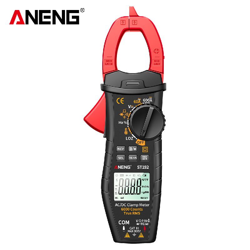 ANENG ST192 Clamp Meter / LCD Display / 600A / 600V / 60MΩ / 60mF / 10MHz / -200~1300℃ / NCV / 6000 Display Options
