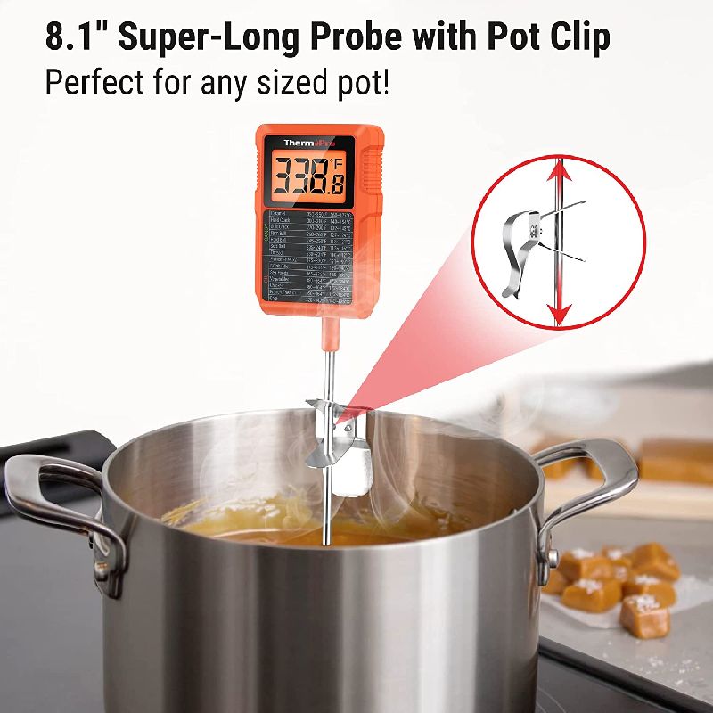 Waterproof Oil Thermometer TP510 for candy making, baking, and deep-frying/-50°C~300°C/ 20cm probe with a clip