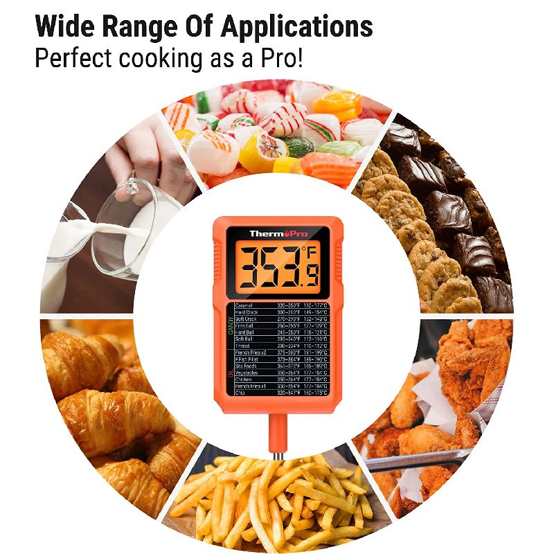 Waterproof Oil Thermometer TP510 for candy making, baking, and deep-frying/-50°C~300°C/ 20cm probe with a clip