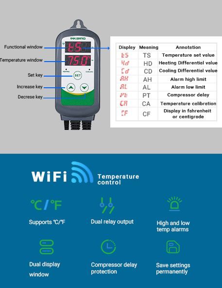 Temperature Controller Thermostat ITC-308 WiFi Cooling and