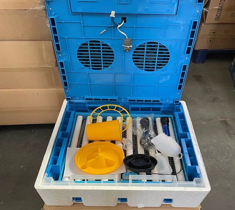 Automatic Incubator (12V/220V) / JF-64 / Capacity 64 Eggs / Heater 80W / Power 4W / Built-in Ovoscope / Automatic Egg Rotation /With Temperature and Humidity Control