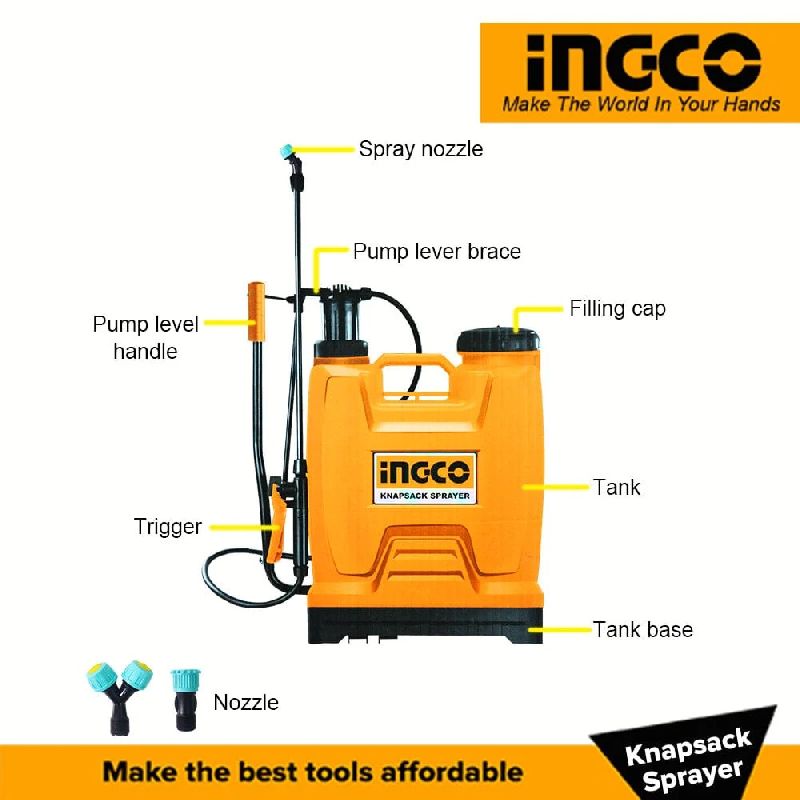 INGCO 20L Knapsack Sprayer / 4.5 Bar Pressure / Y Trigger