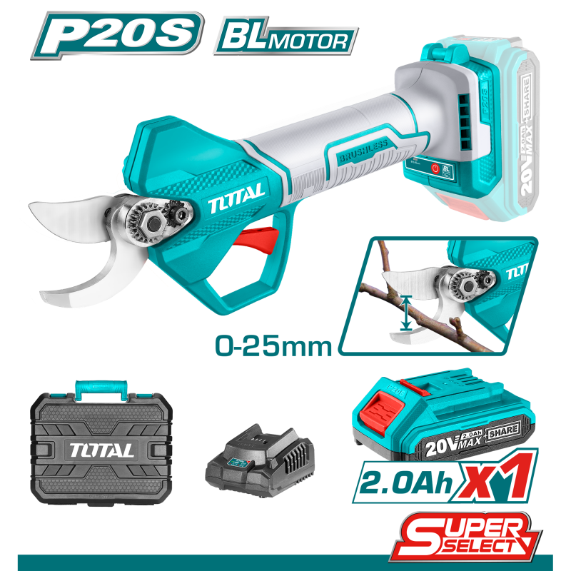 TOTAL 20V Lithium-Ion Straight Shear / Brushless Motor / 25mm Cutting Diameter