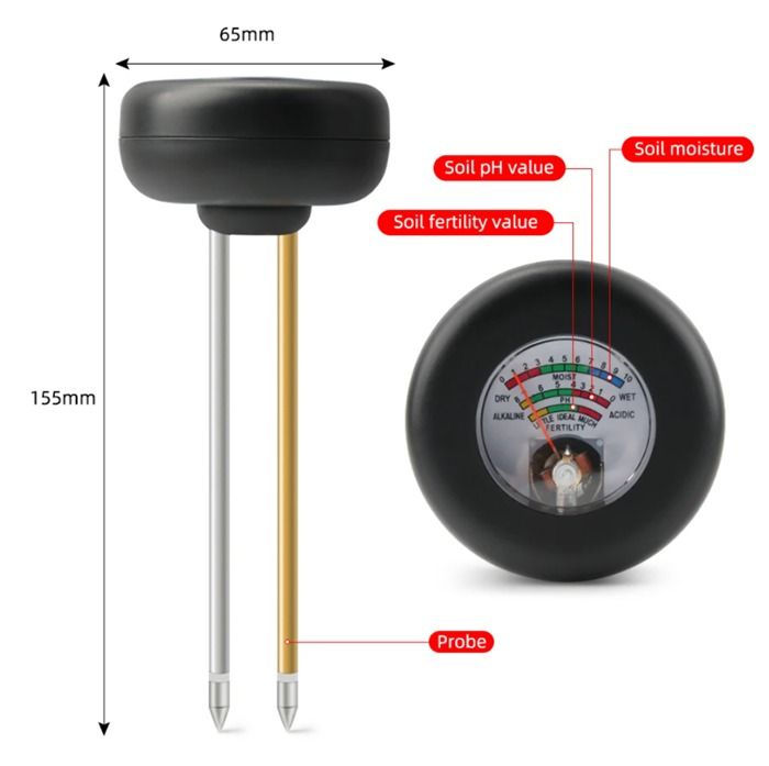 3 in 1 Soil PH Meter Metal Dual Probe Mode Moisture Sensor Detector Garden Plant Flower Vegetables Soil Fertility Analyzer