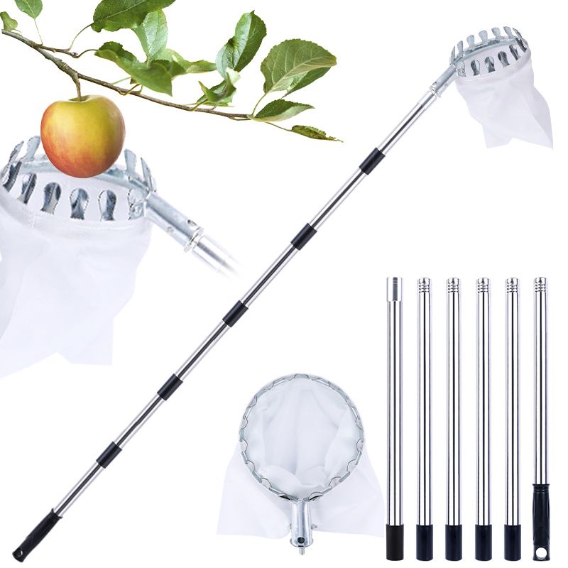 Adjustable fruit harvester with cloth collection bag