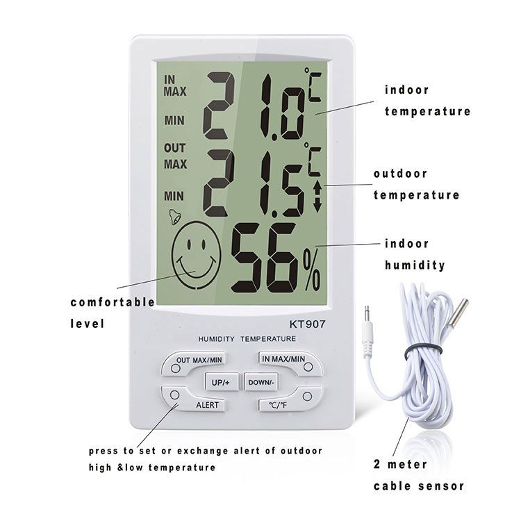 Digital Maximum - Minimum Thermometer Hygrometer / Indoor and Outdoor Thermo Hygrometer / KT907