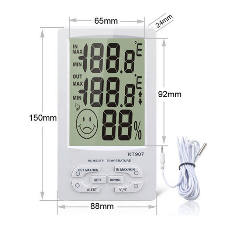 Digital Maximum - Minimum Thermometer Hygrometer / Indoor and Outdoor Thermo Hygrometer / KT907