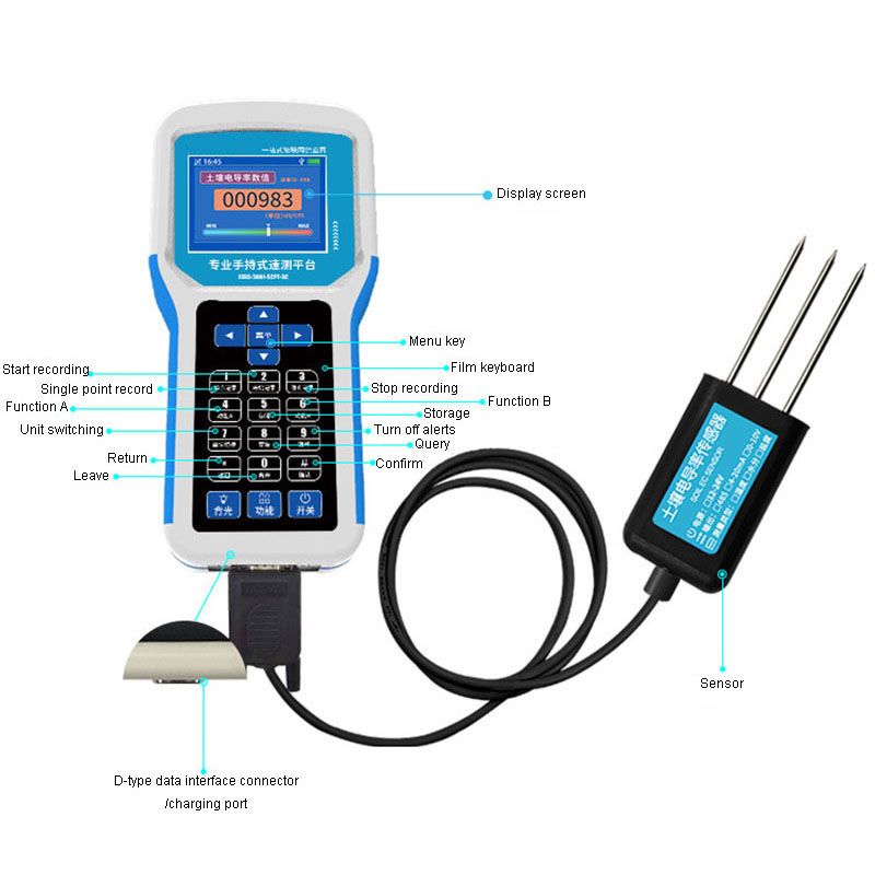 8 in 1 Digital Soil Tester / Soil Fertility / NPK / pH / EC / Temperature / Moisture Meter / Portable Soil Tester