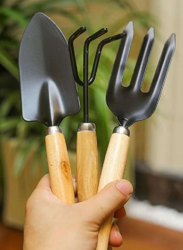 3 Set Mini Garden Tool / Trowel / Rake / Shovel With Wooden Handles
