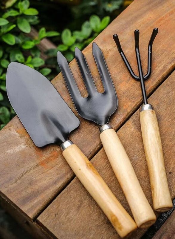 3 Set Mini Garden Tool / Trowel / Rake / Shovel With Wooden Handles