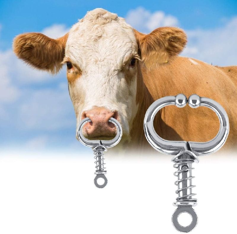 Bull Lead / Spring Nose Ring / Stainless Steel / Suitable for Bull Upto 500 kg / 13cm